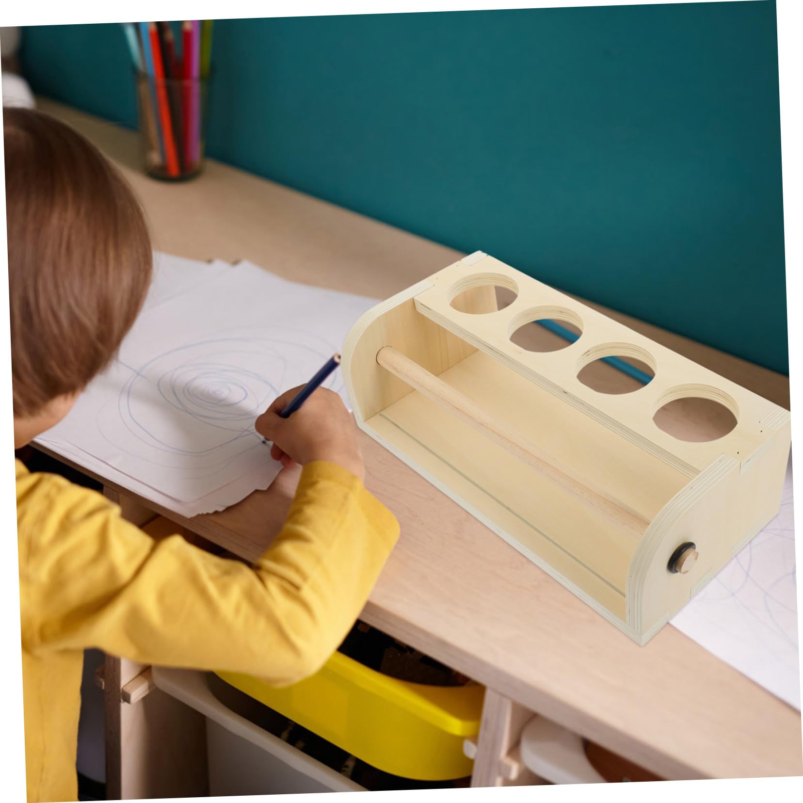 minkissy Cavalletto in Legno Semplice e Generoso Porta Rotolo di Carta da Disegno Facile da Usare e Superficie Liscia per Attività Artistiche Creative per Ragazzo Ragazza