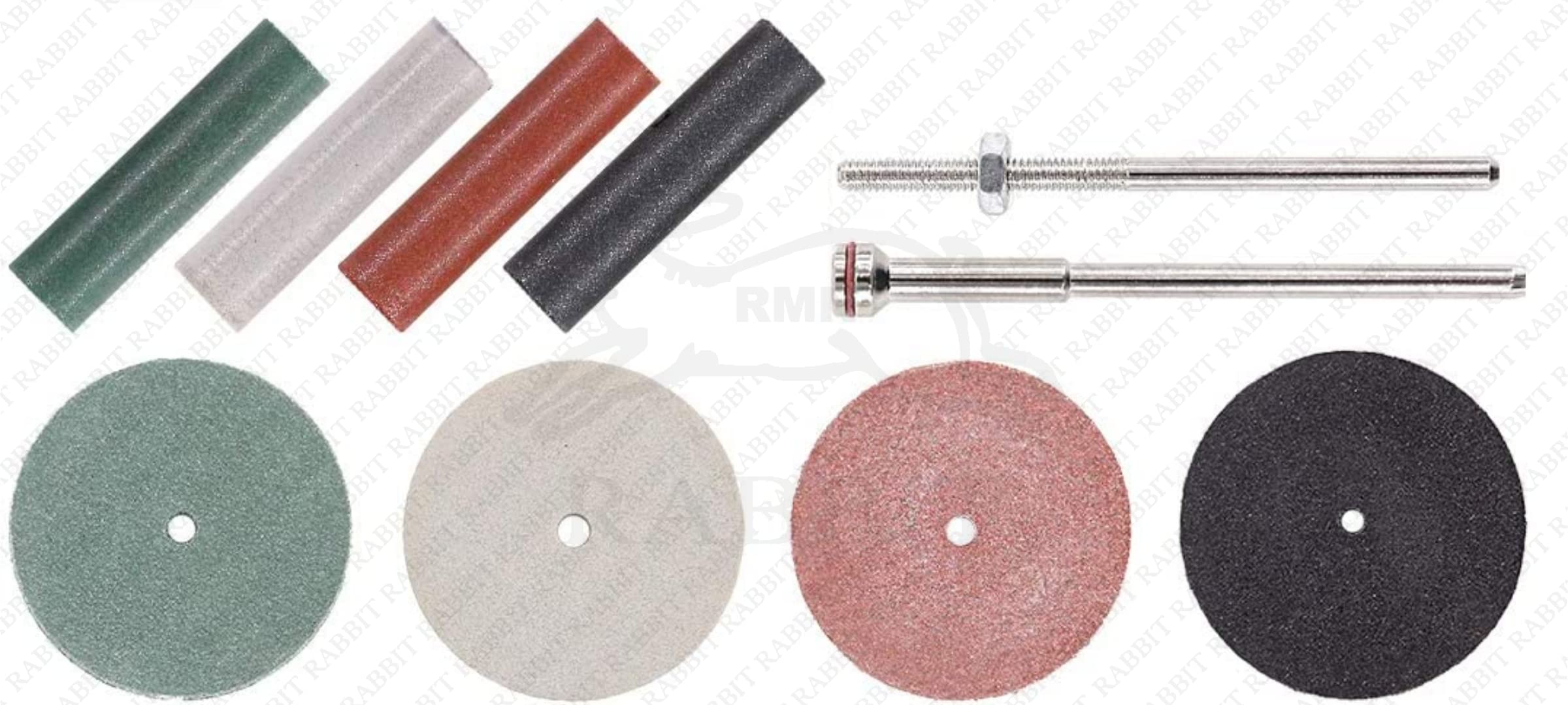 RABBIT® Rubber Bonded Abrasive Wheel and Cylinder, Silicone Rubber Polishing Wheel and Cylinder 40Pcs x 4 Colors + 4 Mandrel Shank Perfect for Rotary Hand Pieces Rotary Tool-picture-24