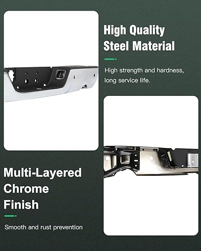 Miniatura 3 de SCITOO Reemplazo de parachoques trasero cromado de acero para Dodge Ram 1500, 2011-2018 para Ram 1500, 2019 para Ram 1500, 2019 para Ram 1500