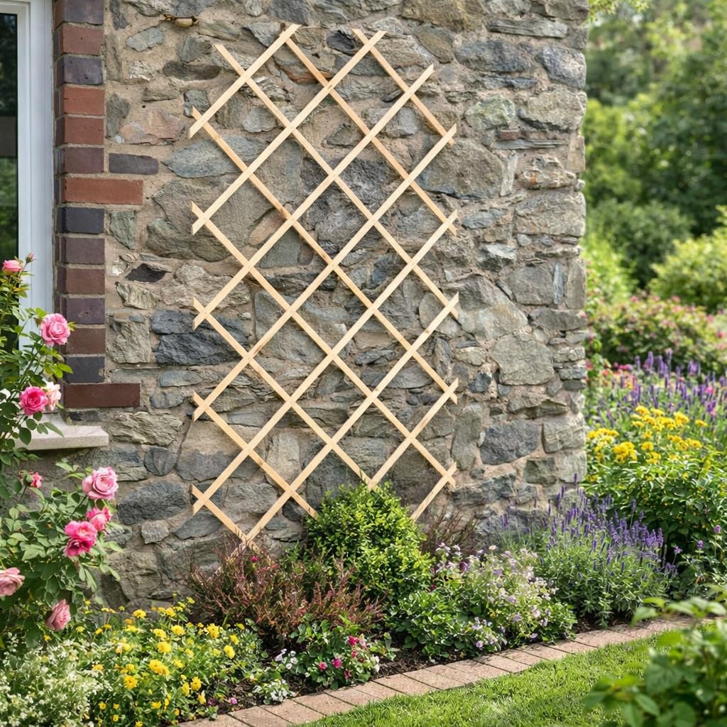 Garden Mile Wooden Expanding Trellis Panel - Decorative Garden Trellis & Privacy Screen for Fences, Walls, Balconies & Patios - Expandable Outdoor Fence Screening & Stylish Plant Support