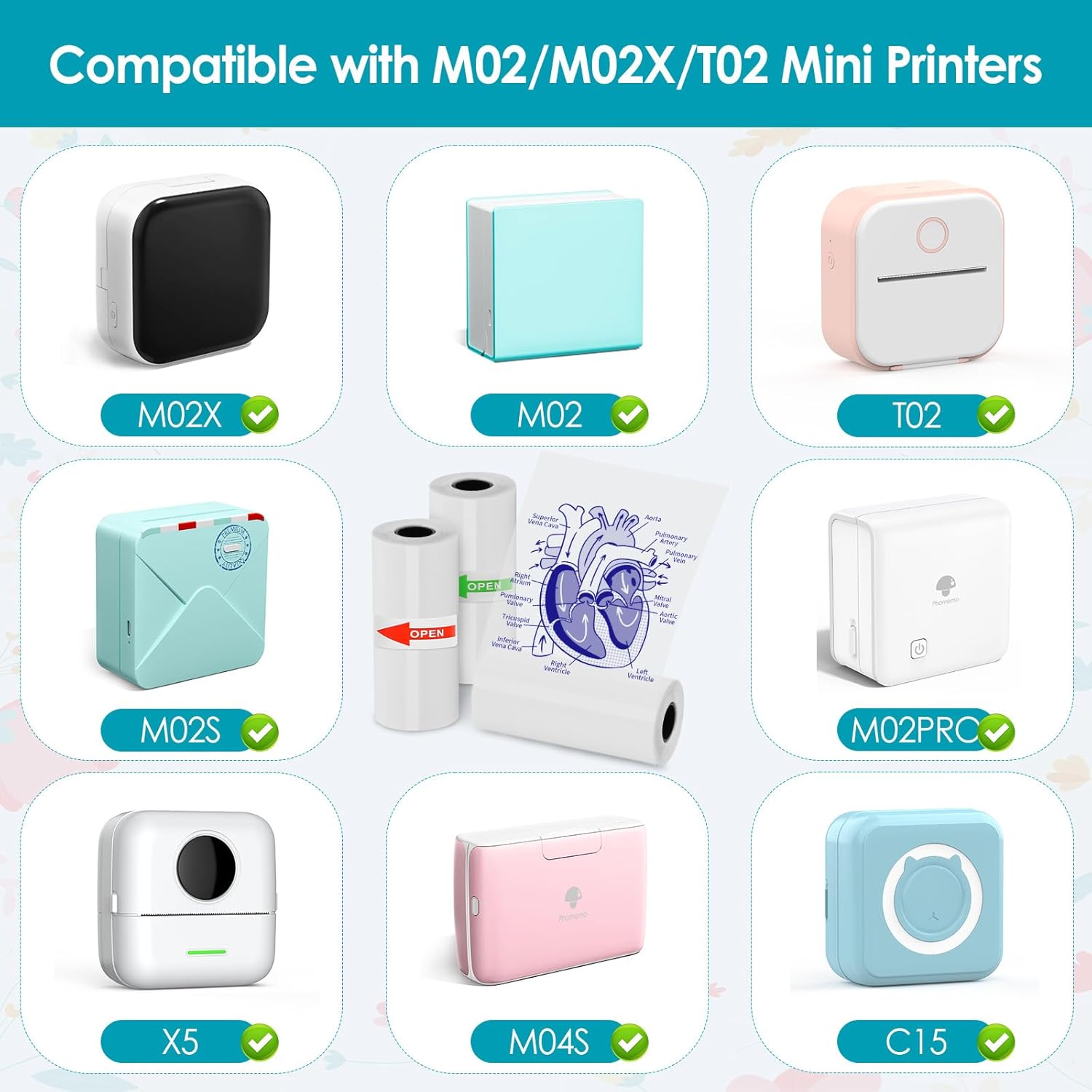 T02 Mini Thermal Sticker Paper- Colorful Text Transparent Printing Paper,Compatible with Phomemo M02/M02X/M02L Label Printer for Photo/Note/DIY/Memo,3 Rolls,53mm,Blue,Pink,Green - Image 4