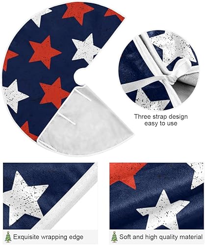 Miniatura 2 de Faldón de árbol de Navidad con estrellas patrióticas para el Día de la Independencia, Día de la Independencia, 48 pulgadas, para suministros de