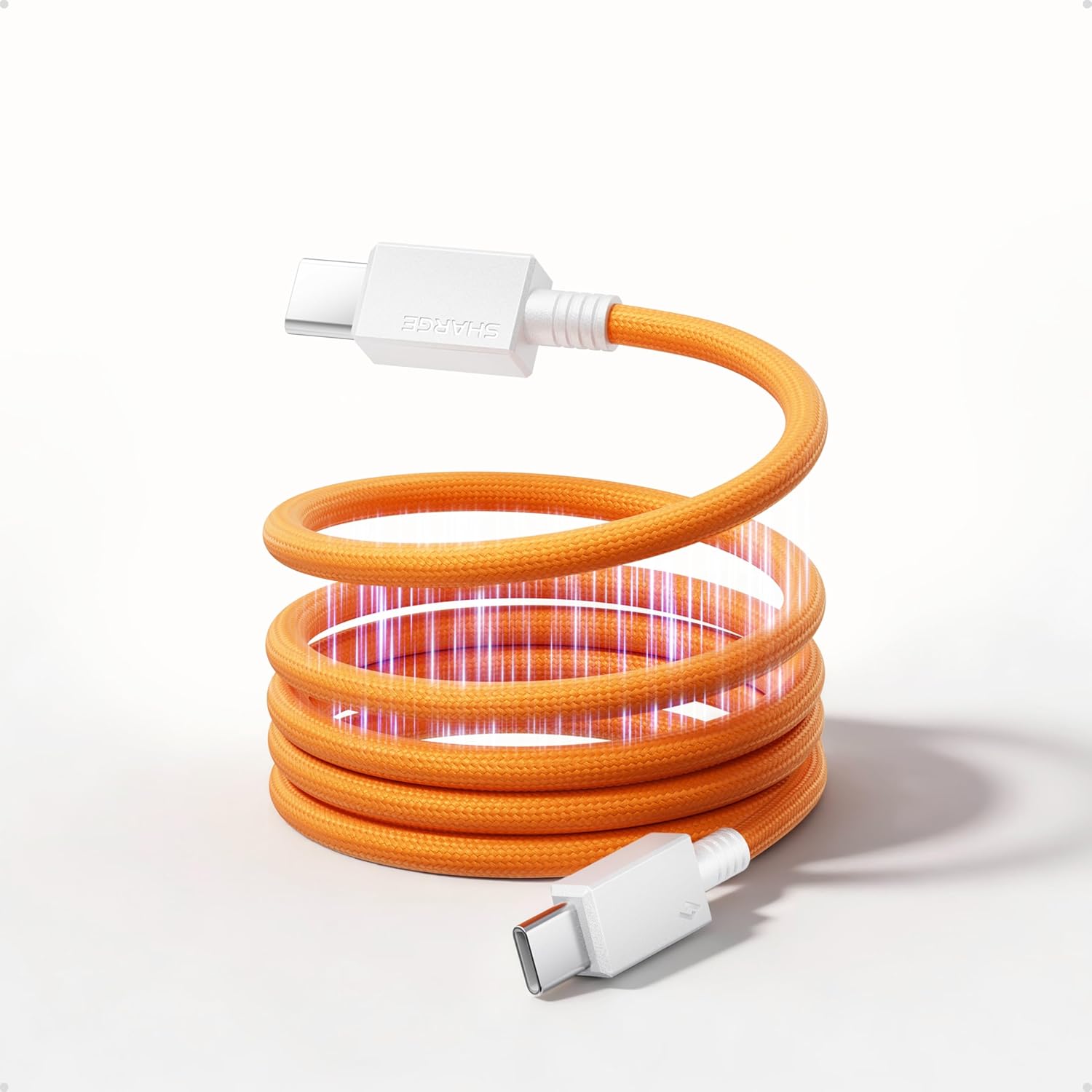 sharge USB C Cable MagLoop 240W Magnetic USB C to USB C Cable with PD 3.1 Fast Charging,Tangle-Free Charging Cable, Durable Type C Cable for MacBook Pro/iPhone 17/16