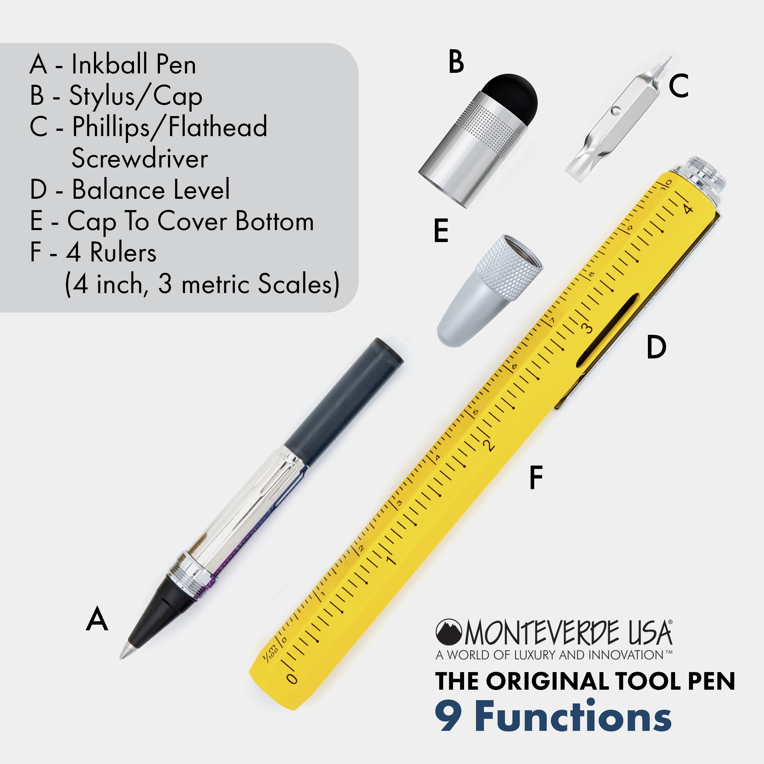 Monteverde MV35222 Tool Tintenroller Geeignet für Rechts-/Linkshänder gelb