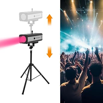 Follower Headlight with Tripod Height Adjustable (1.2 - 1.55 m) Chasing Spotlight Point Spotlight Stage LED Spot Pinspot Light with 6 Colours Focused Spotlight 30 m Wide & Angle Adjustable Spotlight [Energy Class A]