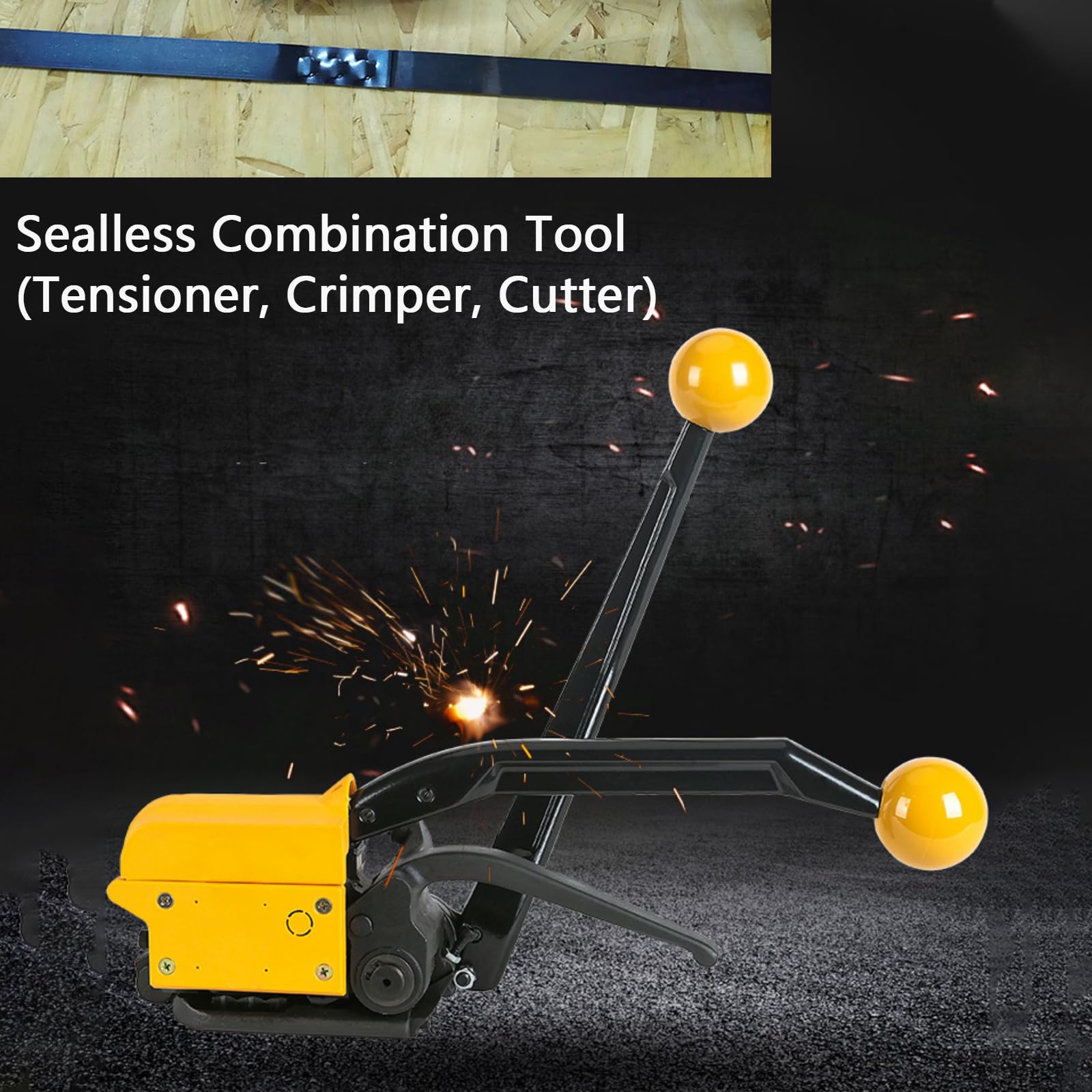 NVOYAJUAN Packaging Metal Steel Strapping Banding Tool Machine for Steel Strap Integrates Functions of Tensioner Crimper and Cutter Sealless Combination (A333-1/2