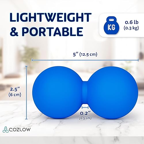 Miniatura 6 de COZLOW Bola de masaje doble lacrosse - Azul cobalto - Rodillo de punto de activación de maní para movilidad, terapia de tejido profundo y liberación