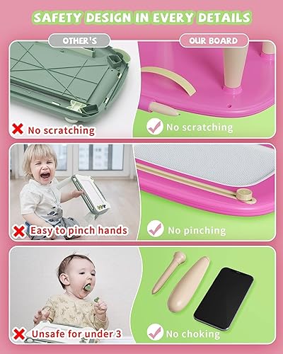 Miniatura 6 de bravokids Tablero de dibujo para niños, tablero de dibujo magnético para niños de 1 a 2 años, juguetes educativos para niñas de 1, 2, 3 años, regalo
