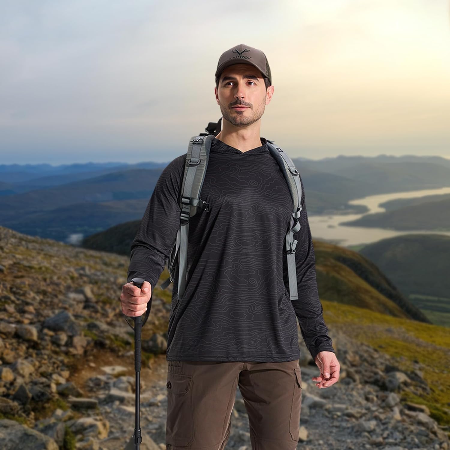 LOOGU Men's UPF 50+ Sun Protection Hoodie Shirt Long Sleeve Lightweight, Rash Guard SPF T-Shirts for Fishing Hiking - Image 6