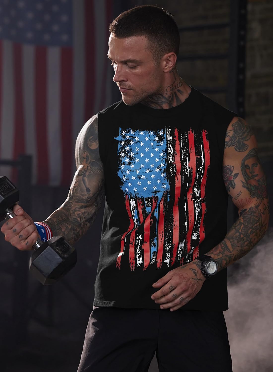 Mainfini Men American Flag Tank Top Muscle Graphic Gym Workout USA Sleeveless Tee Shirts (S-3XL) - Image 7