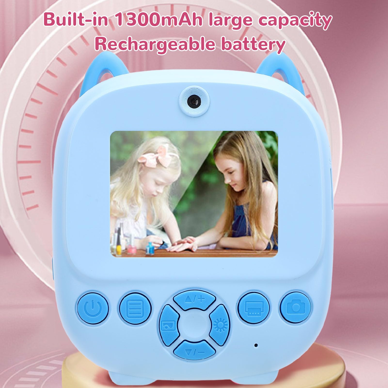 Cuifati Sofortbildkamera 48 MP 1080P Kinder-Digitalkamera Thermodrucktechnologie 2,4-Zoll 6-fach Digitalzoom Blau