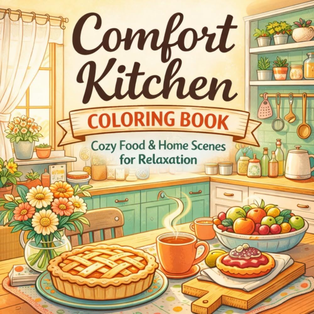 Comfort Kitchen Coloring Book Cozy Food & Home Scenes for Relaxation: adult coloring book