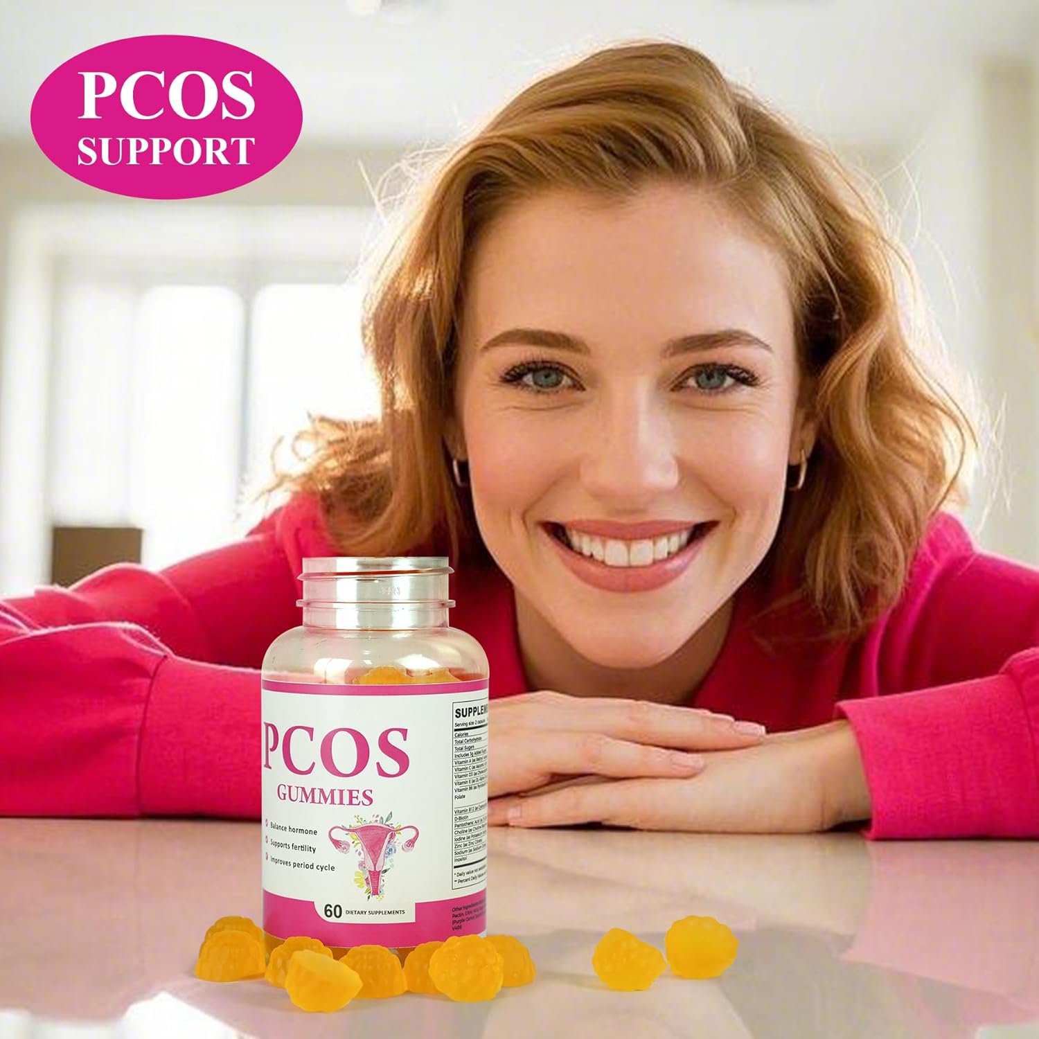 PCOS Gummies Helps Fertility and Ovulation, 2 Packs PCOS Vitamin Gummies for Women Menstrual Cycle & Hormonal Balance, Orange Flavor Fertility Gummy with Myo-Inositol, Folate and Vitamin B6 B12 - Image 2