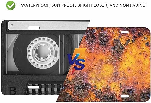 Miniatura 4 de Beabes Divertida cubierta de placa frontal de cinta musical de casete retro, placas decorativas para automóvil, placas de aluminio novedosas para