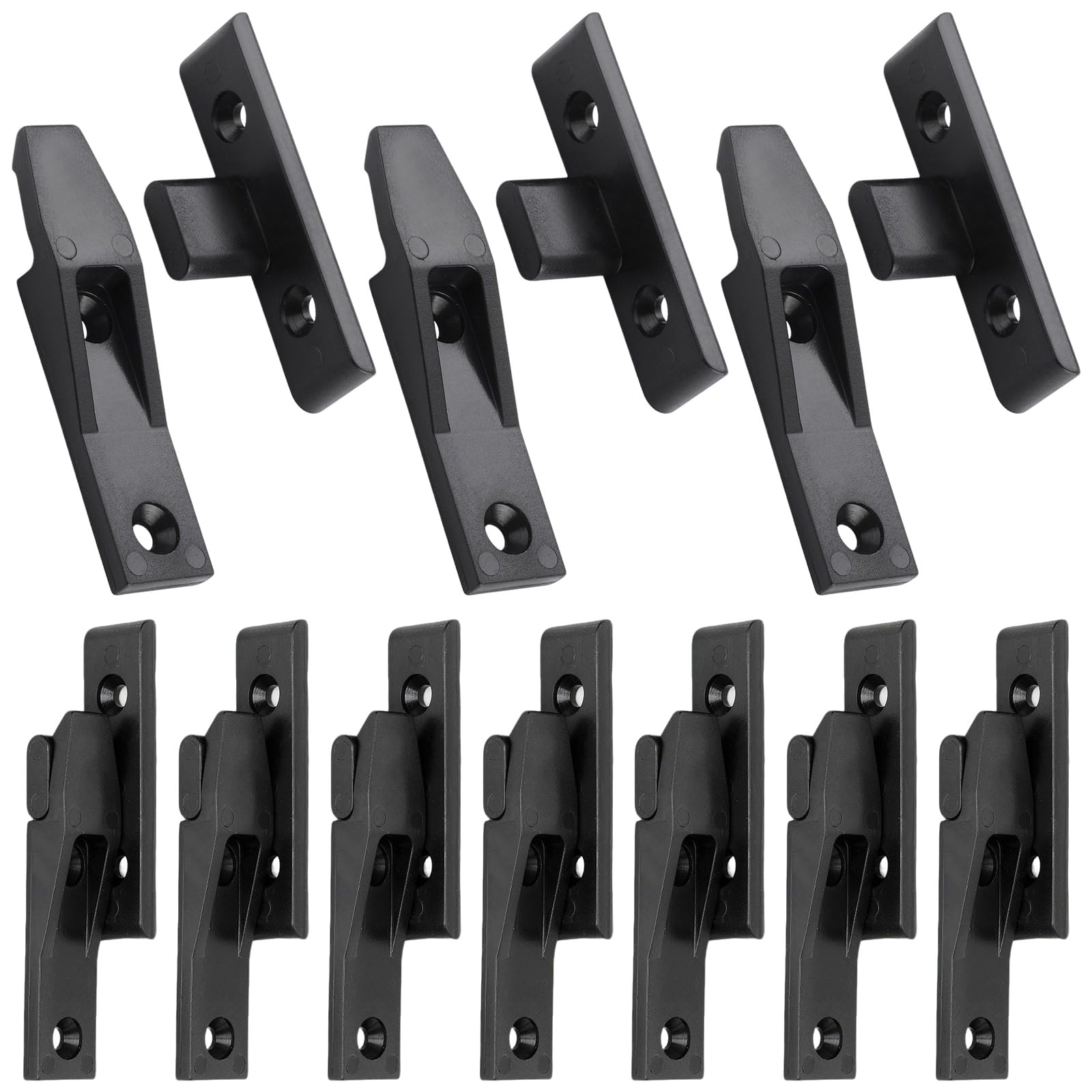 10 Pairs Black Plinth Fasteners Push in Kickboard Clips for Kitchen Cupboards Wardrobes Bed Frames Concealed Furniture Panel Connectors Fits 4mm Screws No Sub Frame Needed
