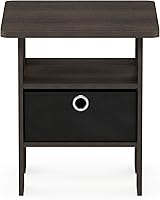 Vista 122 de Furinno- Colección Andrey- Mesa auxiliar, estación de carga con puerto USB y puerto tipo C c/compartimento de almacenamiento, 15.55 pulg ancho x