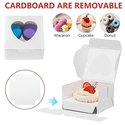 Miniatura 4 de 15 cajas para pasteles, 12 x 12 x 8 pulgadas, cajas de panadería blancas con ventana, cajas grandes para hornear con 80 calcomanías para tartas,