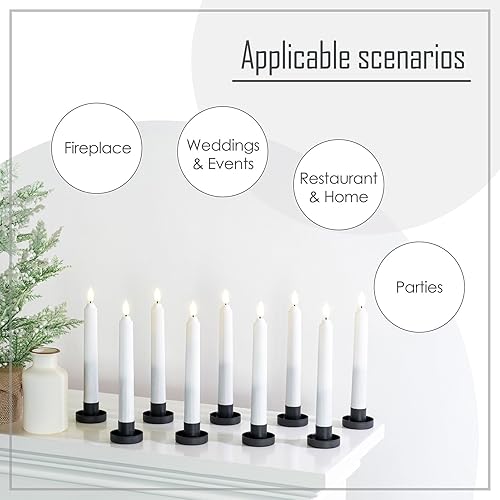 Smtyle Portavelas negros de hierro para velas cónicas, juego de 9, colección completa de candelabros de metal minimalistas y elegantes, decoración