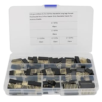 2.54mm Stackable Shield Header Zovfam 110 Pcs 6/8 / 10 Pins and Double Row 3 Pins for Arduino Prototype Shield