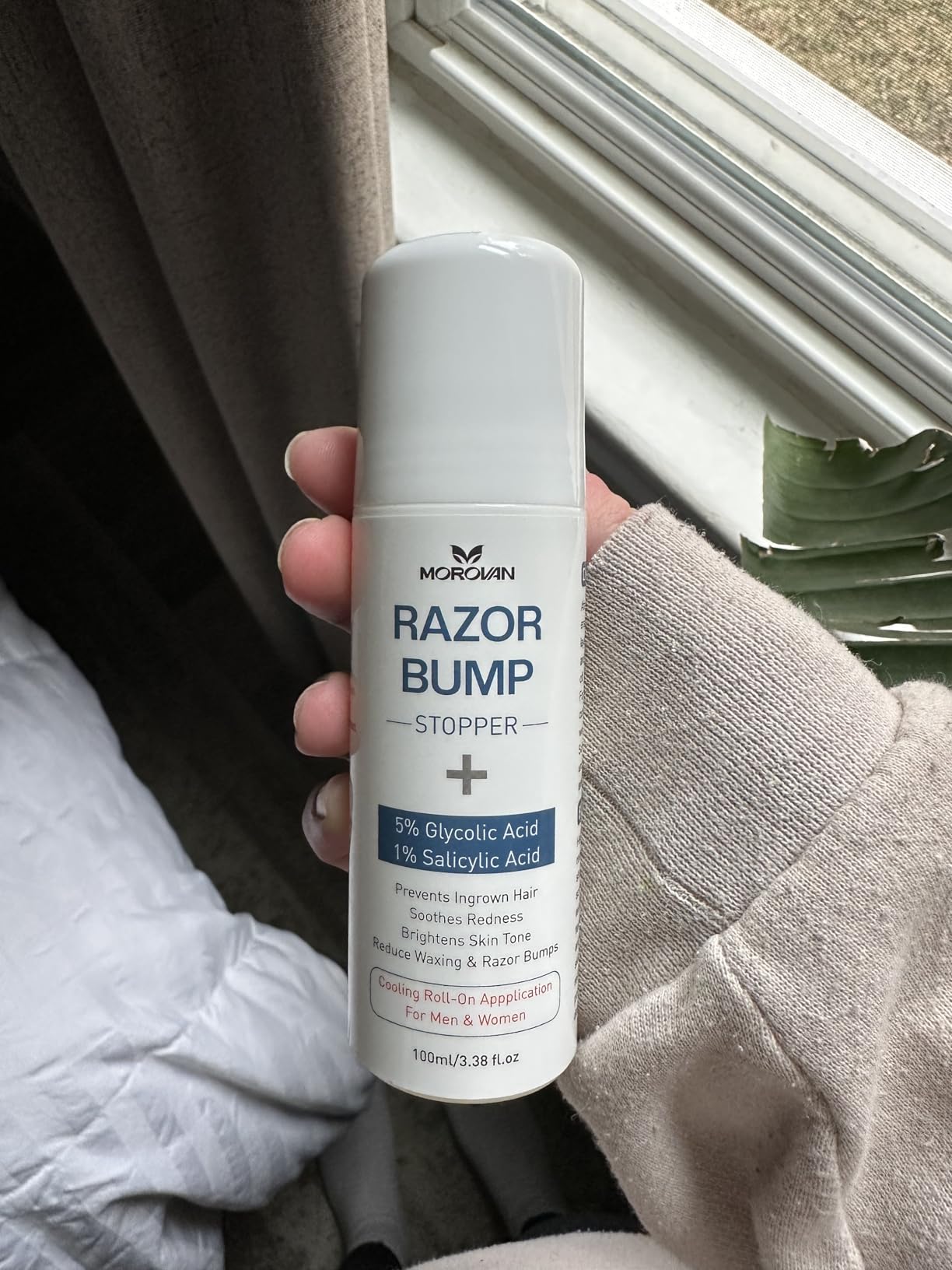 Morovan Razor Bumps Ingrown Hair Treatment: 3.38fl.oz Smoothing Solution for Body, Beard & Bikini Area Post Waxing After Shaving Serum for Ingrown Hair & Razor Burn - Women & Men