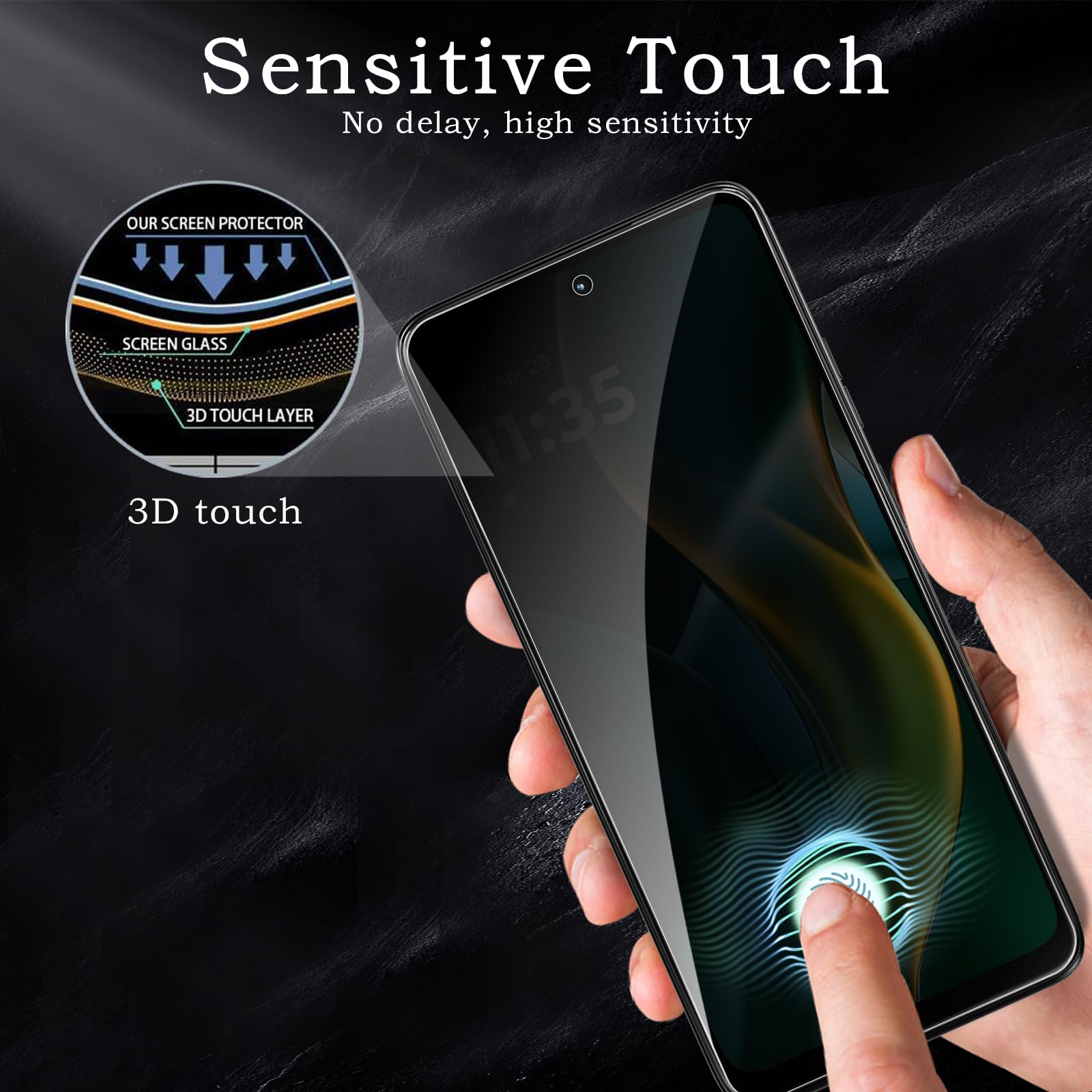 Pellicola protettiva per la privacy per Motorola Moto G 5G 2025, accessori in vetro temperato infrangibile, pellicola in vetro temperato anti spia, compatibile con custodie, ultra resistente, durezza