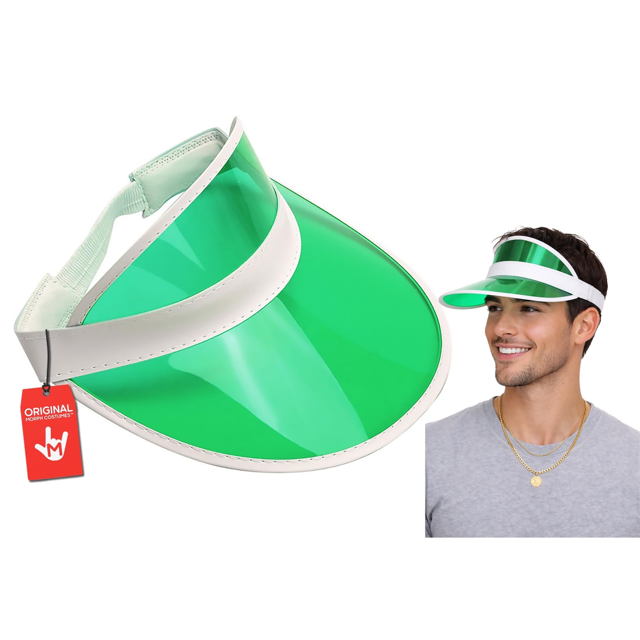 Morph Retro Colorful Plastic Sun Visor Hat, Tourist Bingo Casino Dealer Costume, Tennis Golf Visor for Women