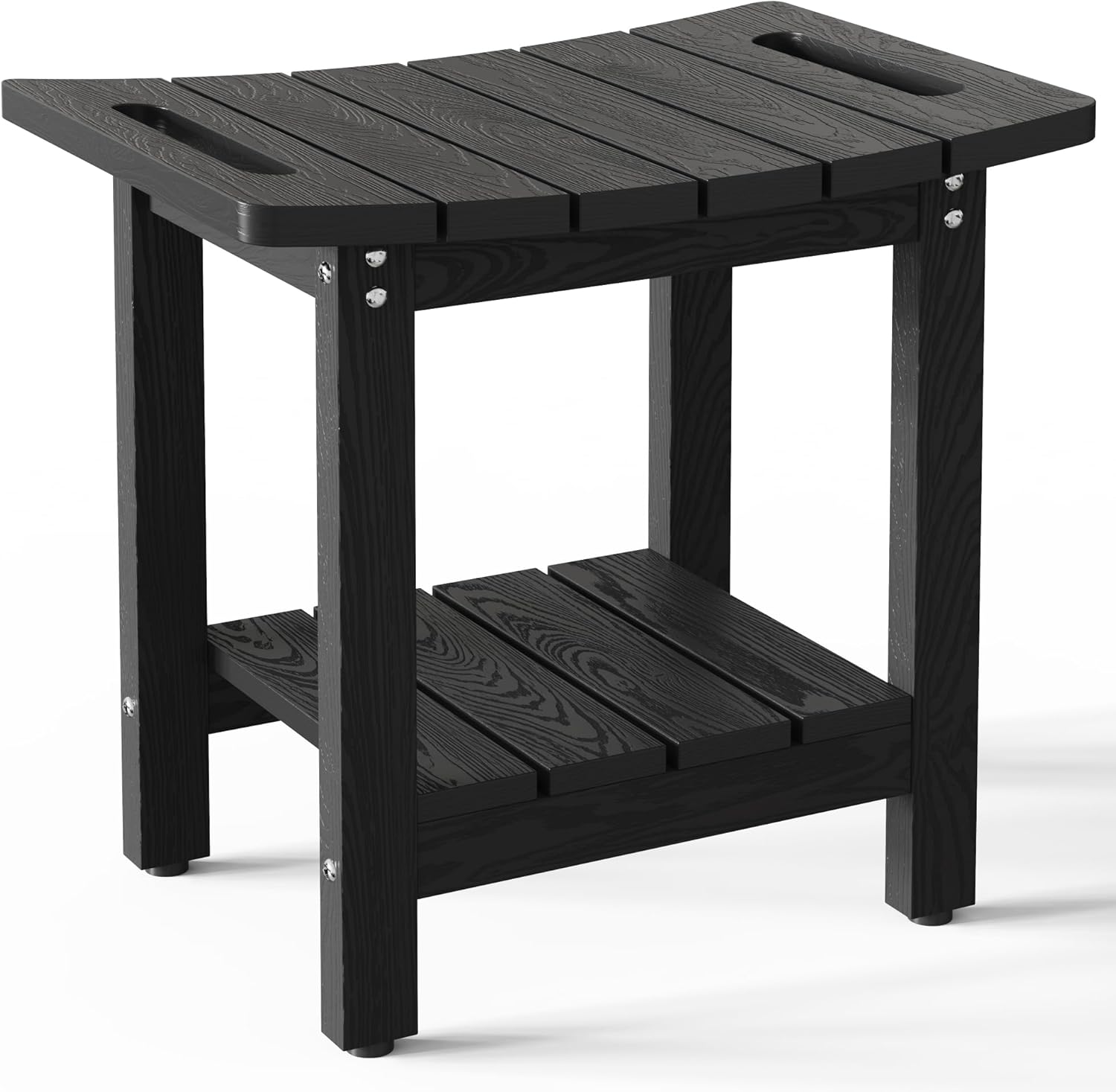 HIPS Shower Benches for Inside Shower, Shower Stool with Space-Efficient Storage Shelf, Waterproof Shower Chair Seat for Spa Bathroom(Black)