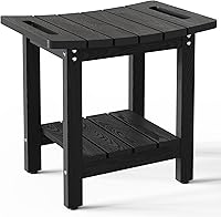 oridom HIPS Shower Bench Stool with Storage Shelf - Waterproof Non-Slip Shower Chair Seat for Bathroom Spa, 300 lbs Capacity (Black)