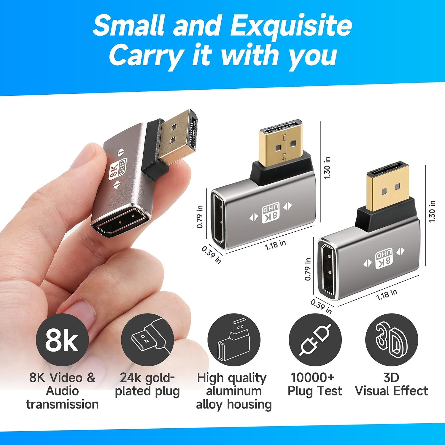 8K DisplayPort 1.4 Adapter Flat 90 Degree and 270 Nepal | Ubuy