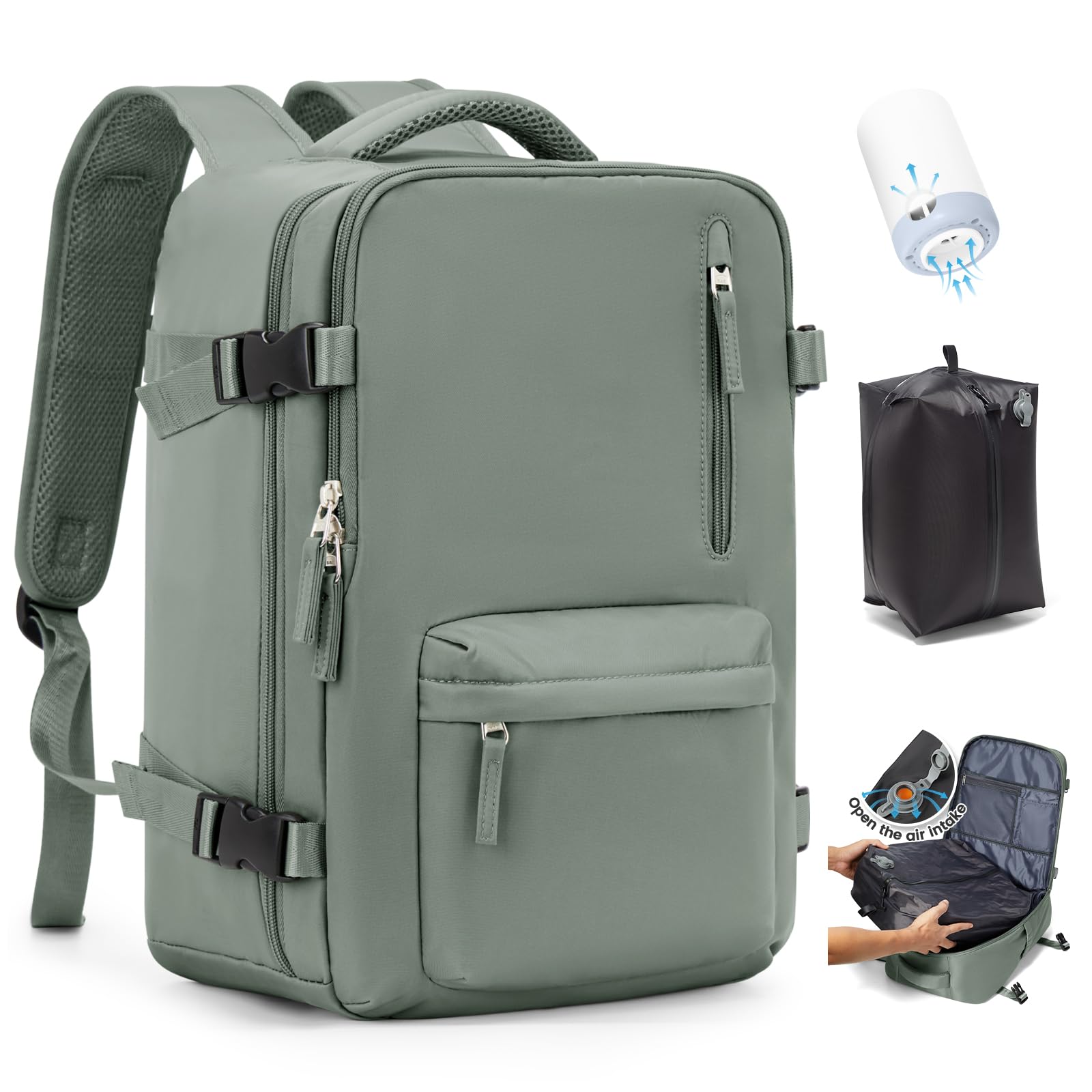 SZLX Zaino Ryanair 40x30x20 Sottovuoto Bagaglio a Mano 40x20x25 Donna Zaino da Viaggio 40x30x20 Wizzair Borse da Cabina per Easyjet 45x36x20 Uomo per Laptop 14 Pollici con Porta USB e Porta Scarpe