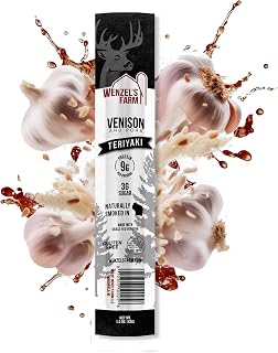 Wenzel’s Farm Teriyaki Venison Snack Sticks 8 Pack | Supports Active Lifestyles │ High Protein, Low Carb │ No MSG, Fillers, Binders, Artificial Colors │ Gluten Free