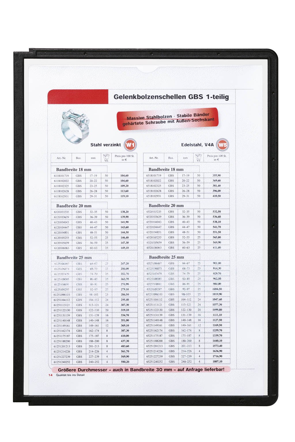 Durable Sherpa Sichttafel A4 transparent mit farbigem flexiblem Rahmen 10 Stück schwarz