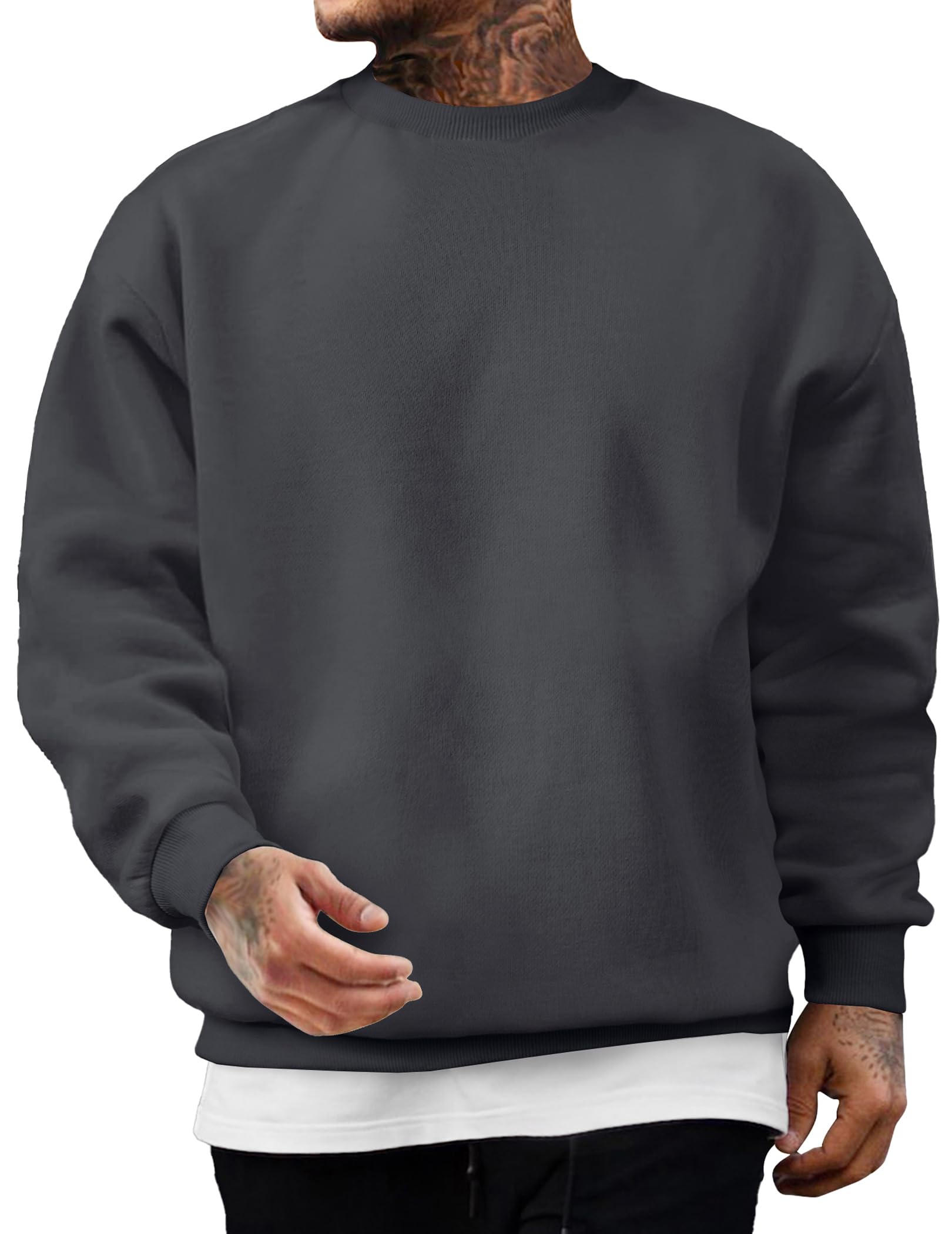 JMIERR Sweatshirt Herren Baumwolle Rundhals Hoodie Pullovers Winter Männer Soft Langarm Sweatshirts Loose Fit
