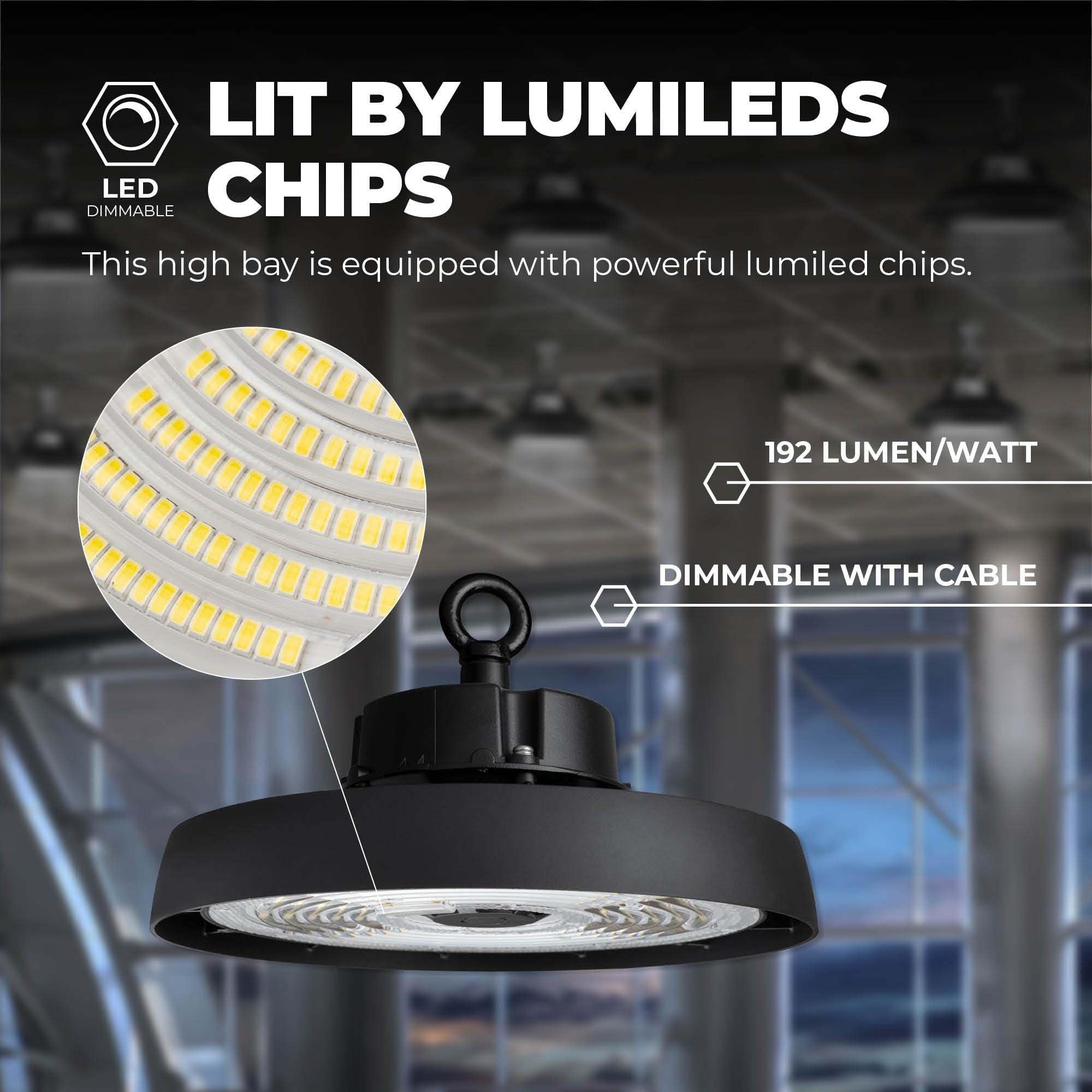 Ledvion - LED Hallenstrahler, Mit Sensor, IP65, 80W, 192 lm/W, Treiber, 4000K, Dimmbar, werkstattbeleuchtung, hallenbeleuchtung, deckenleuchte werkstatt, Industriestrahler