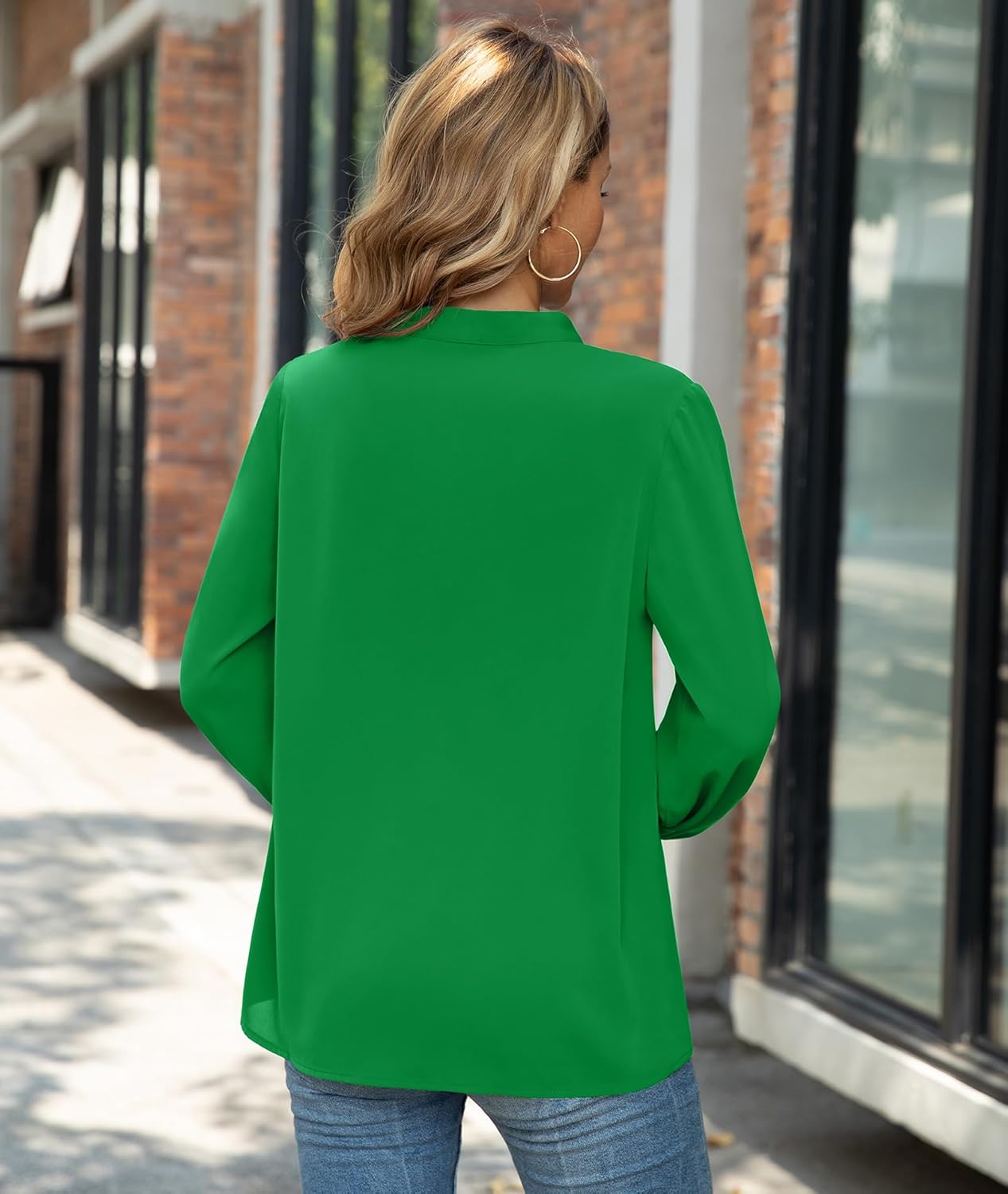 CZYINXIAN Womens Dressy Chiffon Blouse Business Work Casual Tie Neck Shirt Tops - Image 5