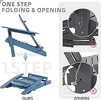 Vista 5 de Juego de 2 sillas Adirondack plegables de madera para exteriores con otomana retráctil, respaldo y tabla de asiento premontados, silla de patio