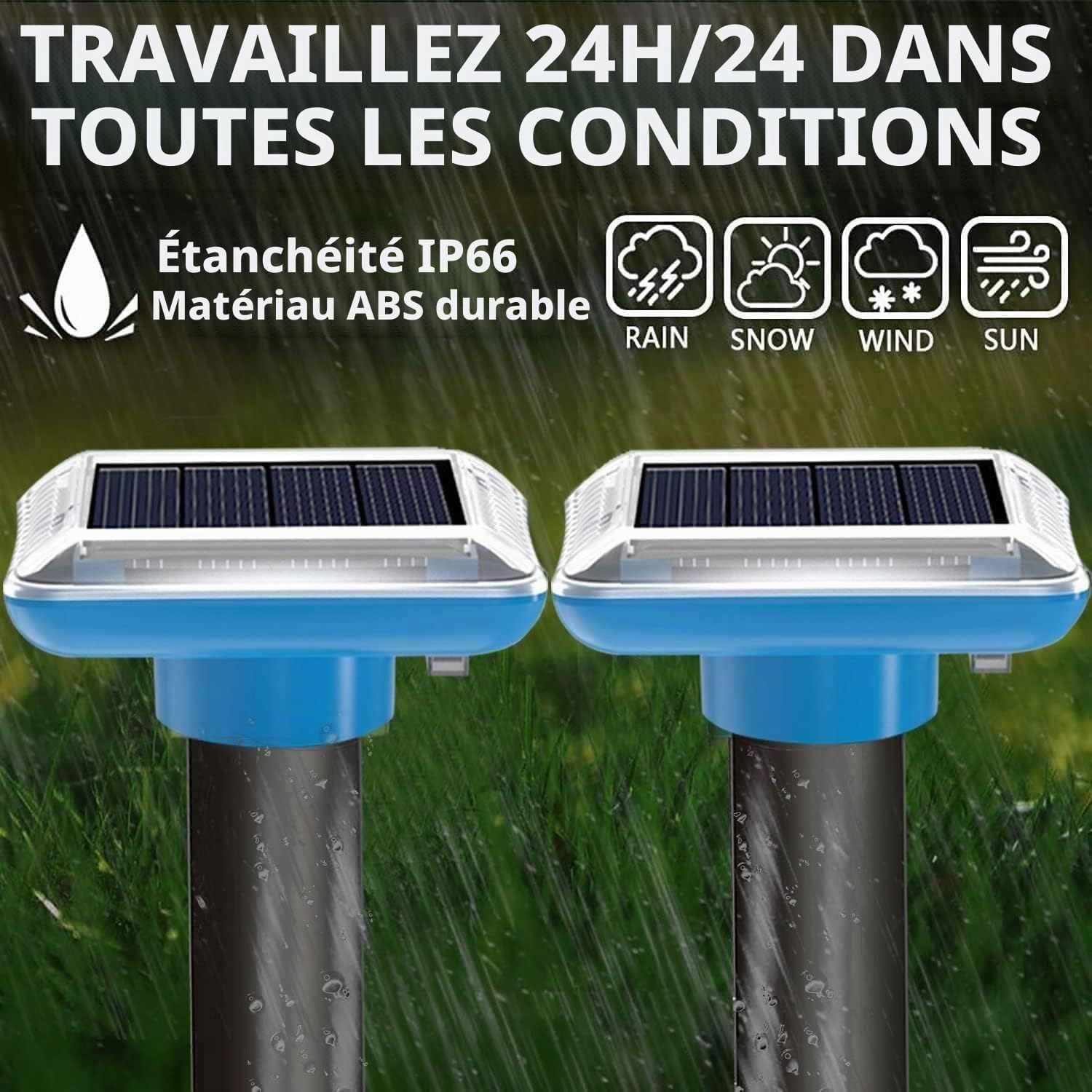 Lot de 4 répulsifs solaires Anti-Taupes - Répulsif Contre Les Taupes - Répulsif Contre Les campagnols - Répulsif à ultrasons pour Taupes