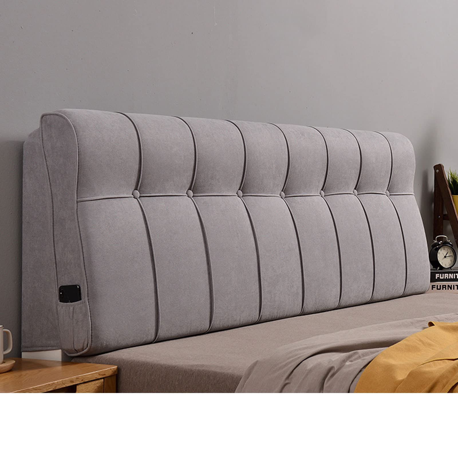 Gruba bawełniana lniana zdejmowana osłona jonowa dla Queen King Size miękki szary wyściełany ochraniacz 160 x 60 cm stylowy wystrój sypialni przytulne akcesorium do domu