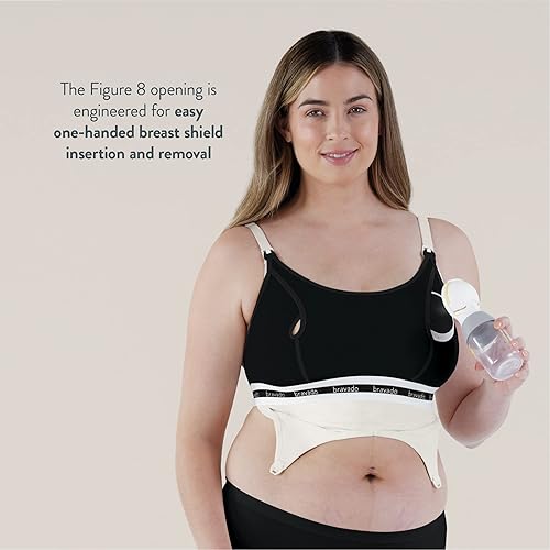 Miniatura 5 de BRAVADO DESIGNS Sujetador de bombeo manos libres  Clip y bomba  Accesorio de bombeo  S-XL Dove Heather, Black, Dove Heather - Sustainable Fabric,