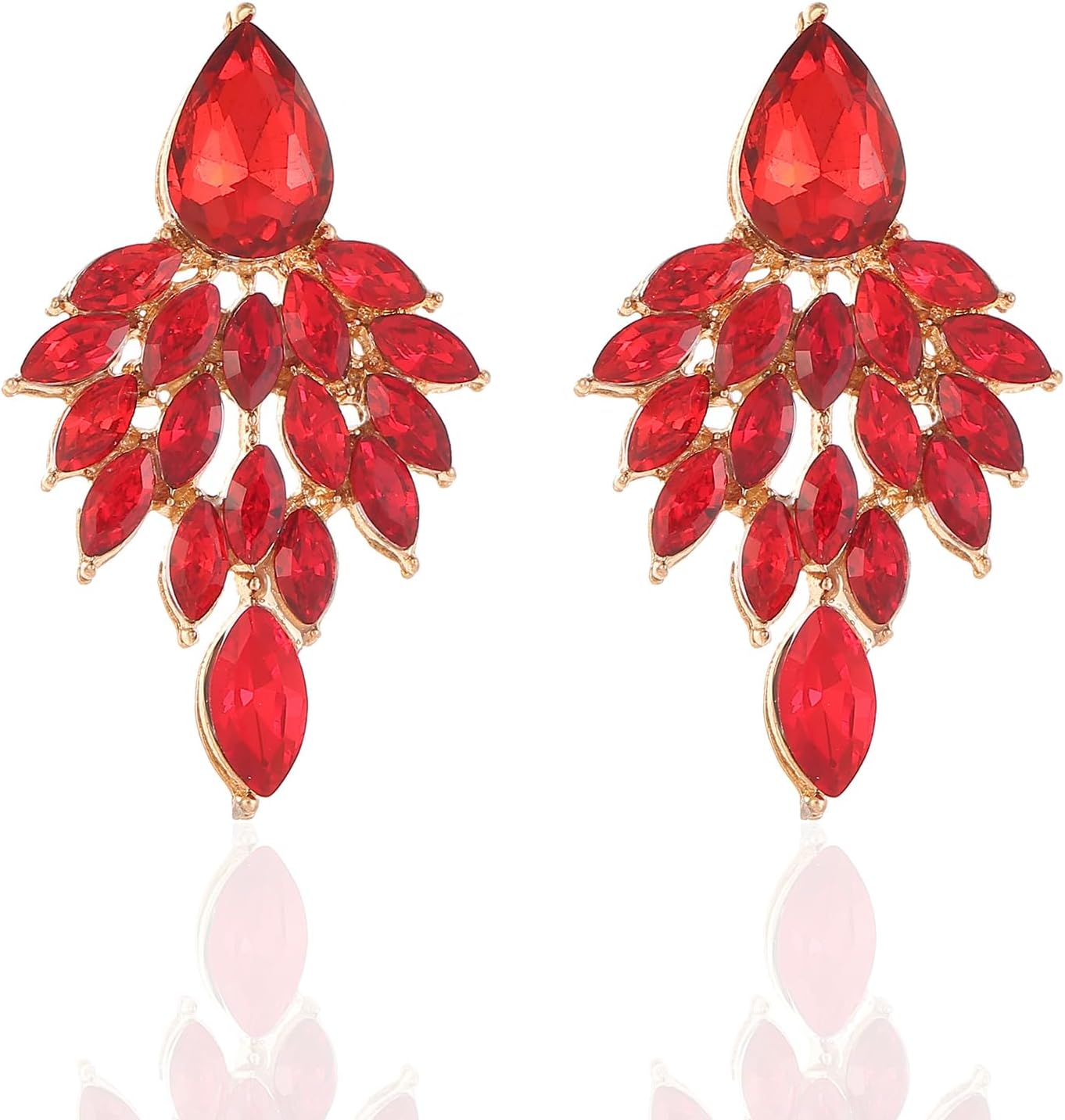 ATIMIGO Rhinestone Cluster Drop Earrings Elegant Crystal Statement Earrings Bridal Wedding Prom Earrings for Women