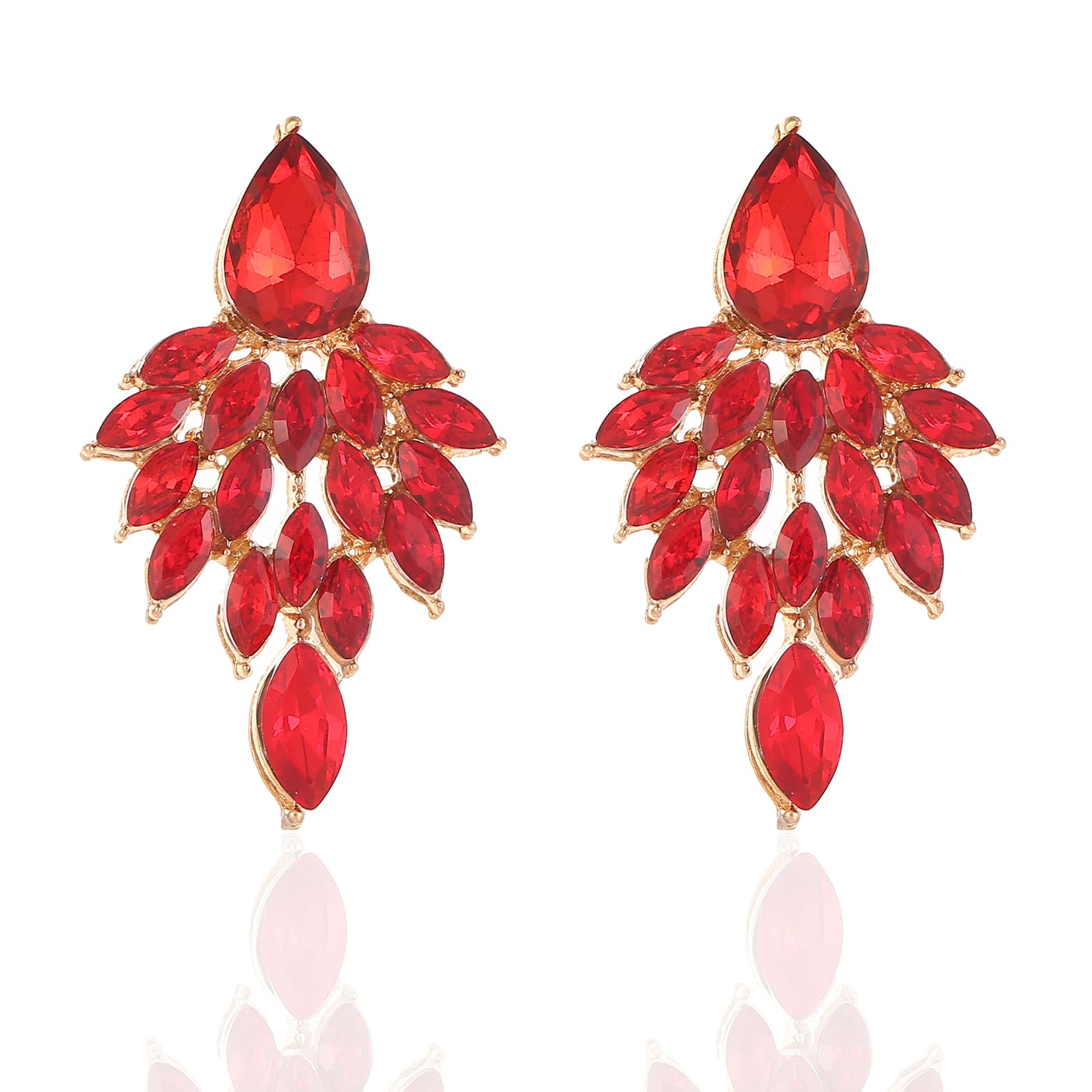 ATIMIGO Rhinestone Cluster Drop Earrings Elegant Crystal Statement Earrings Bridal Wedding Prom Earrings for Women