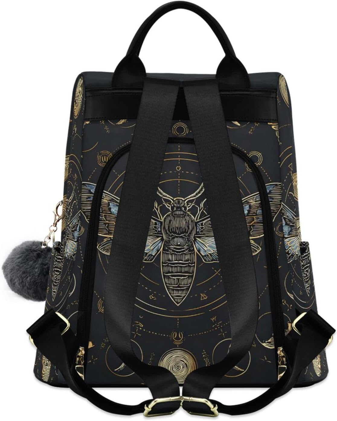 Retro Moon Phase Moth Backpack Purse for Women Lightweight Small Shoulder Bag Back Pack with Anti Theft Zippers Handbag Daypack