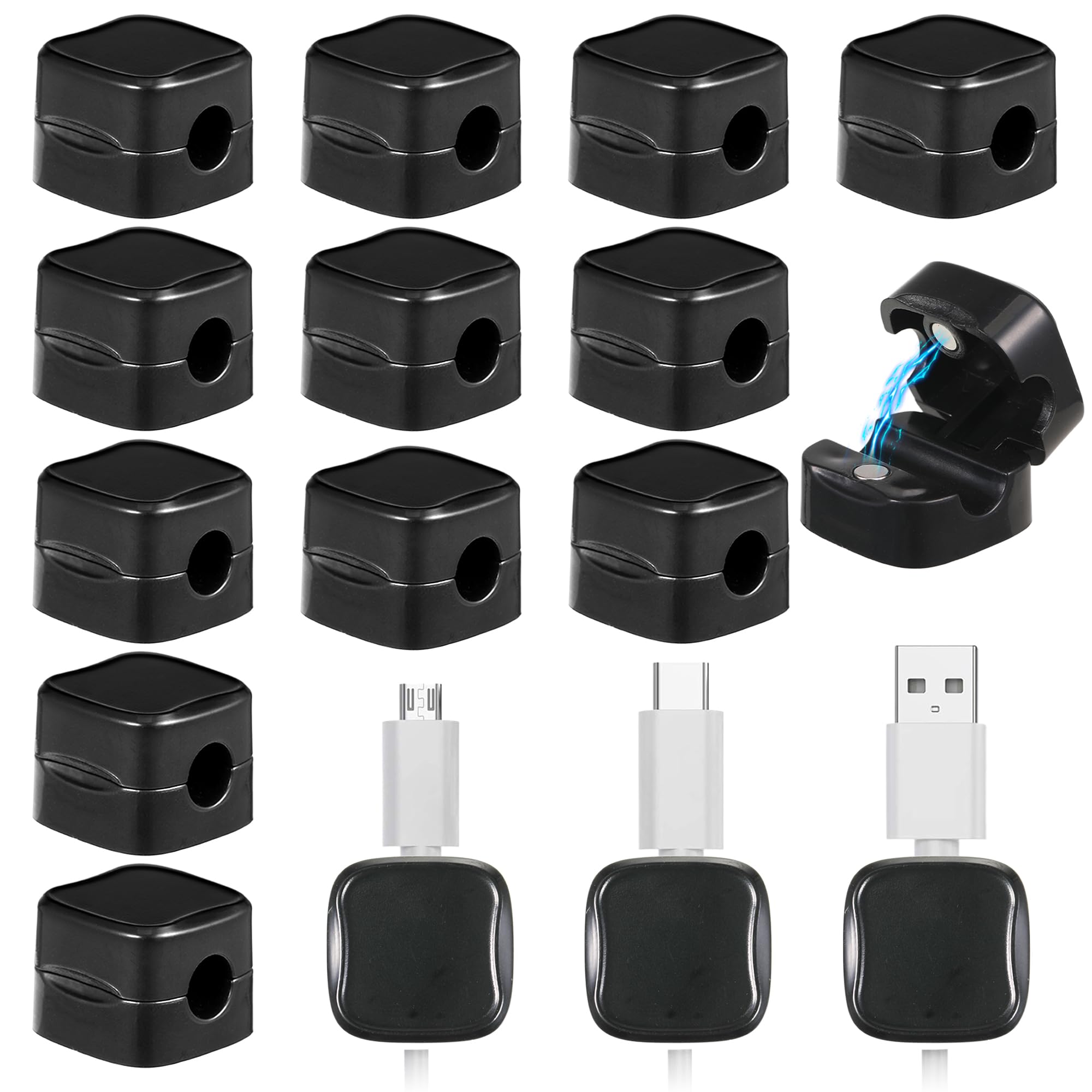 Carehabi 12 Pezzi Clip Per Cavi Clip, agnetiche Fera Cavi Adesivi Per