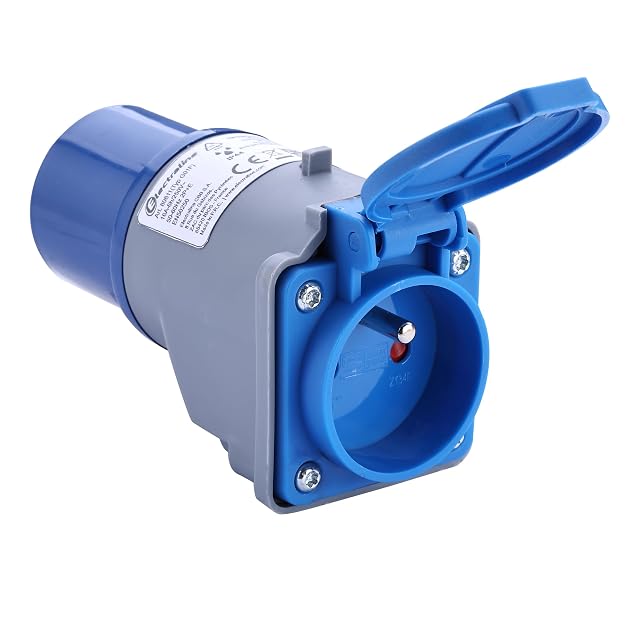 Electraline 80811 Adapter przemysłowy IP44 CEE z gniazdem francuskim 16A, wtyczką CEE 2P+T, z osłoną