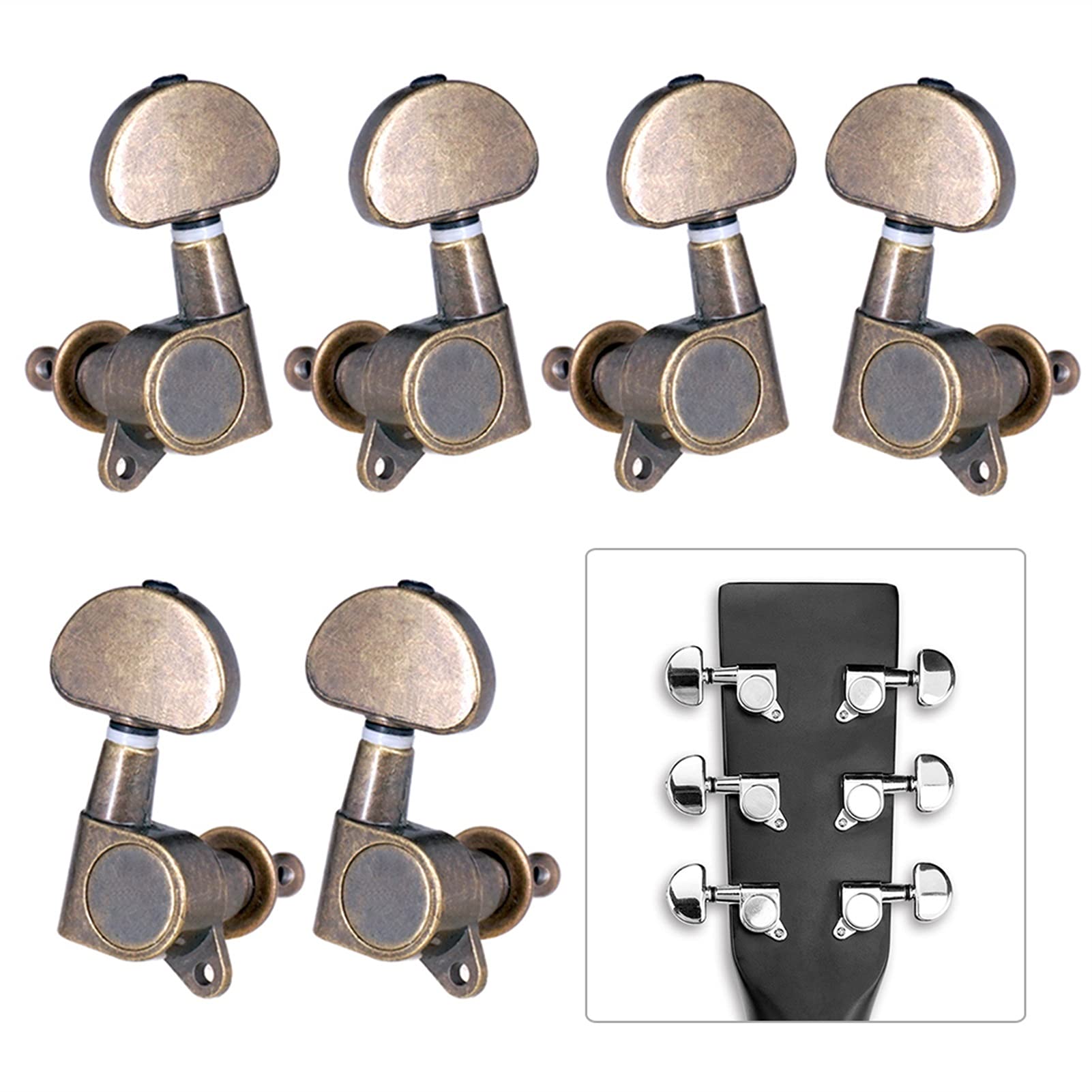 Stimmwirbel Gitarrensaiten 6 Stücke Geschlossene Gitarre-Tuning-Pegs String-Tuner-Maschinenköpfe Knöpfe Tuning-Tasten Für Folk Akustik/E-Gitarre (Color : Bronze)