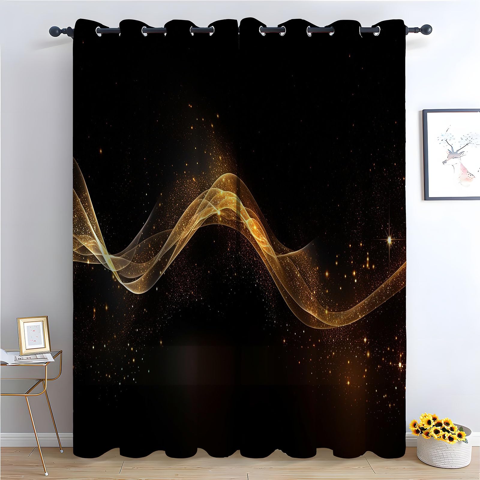 WQBQKKX Plant Curtains Window Elegant Black out Curtains for Living Room Thermal Insulated Eyelet Greenery Window Treatments Drapes-52 W x 108" L (Pack of 2)