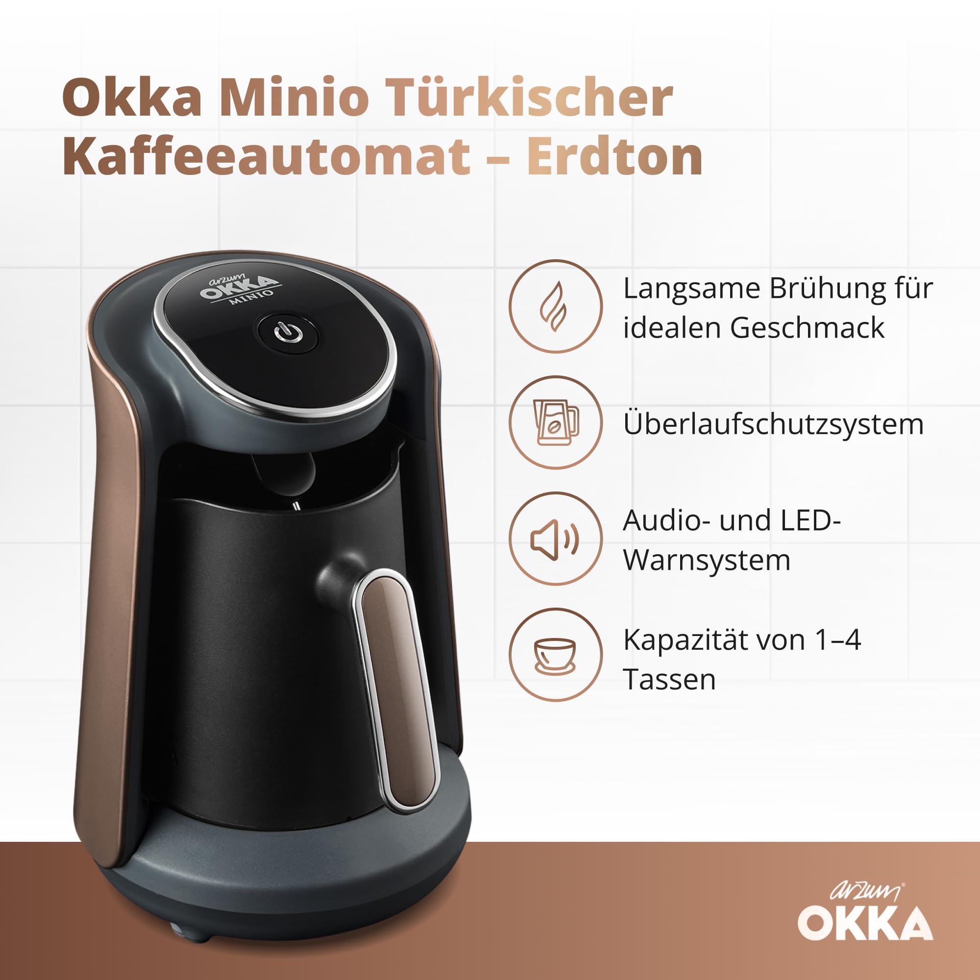 Arzum Okka Minio Türkische Kaffeemaschin Mit Patentiertem Überlaufsensor – Bild 2