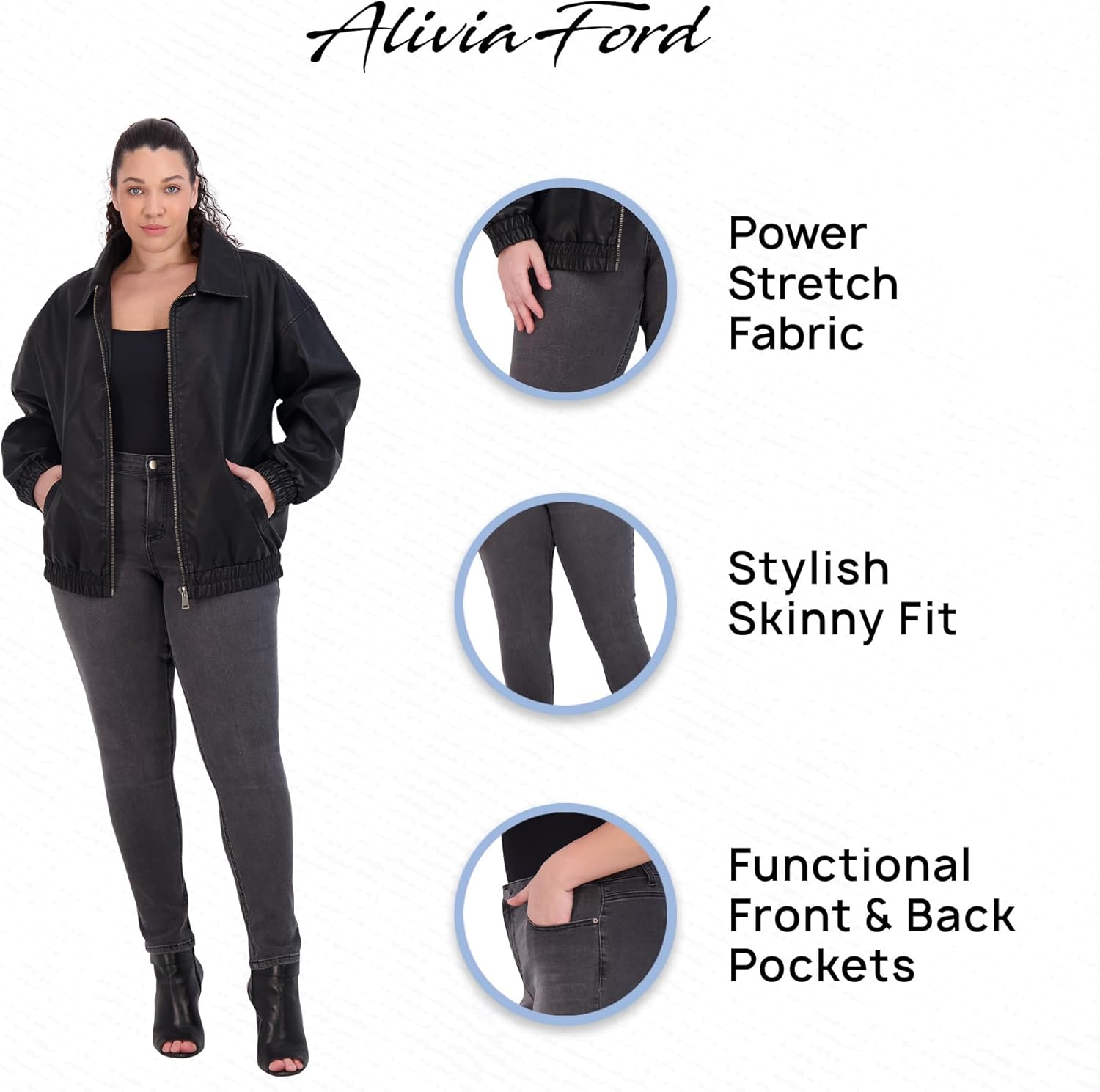 Plus Size Jeans for Women – High Waisted Skinny Jeans for Women – 29” - Image 6