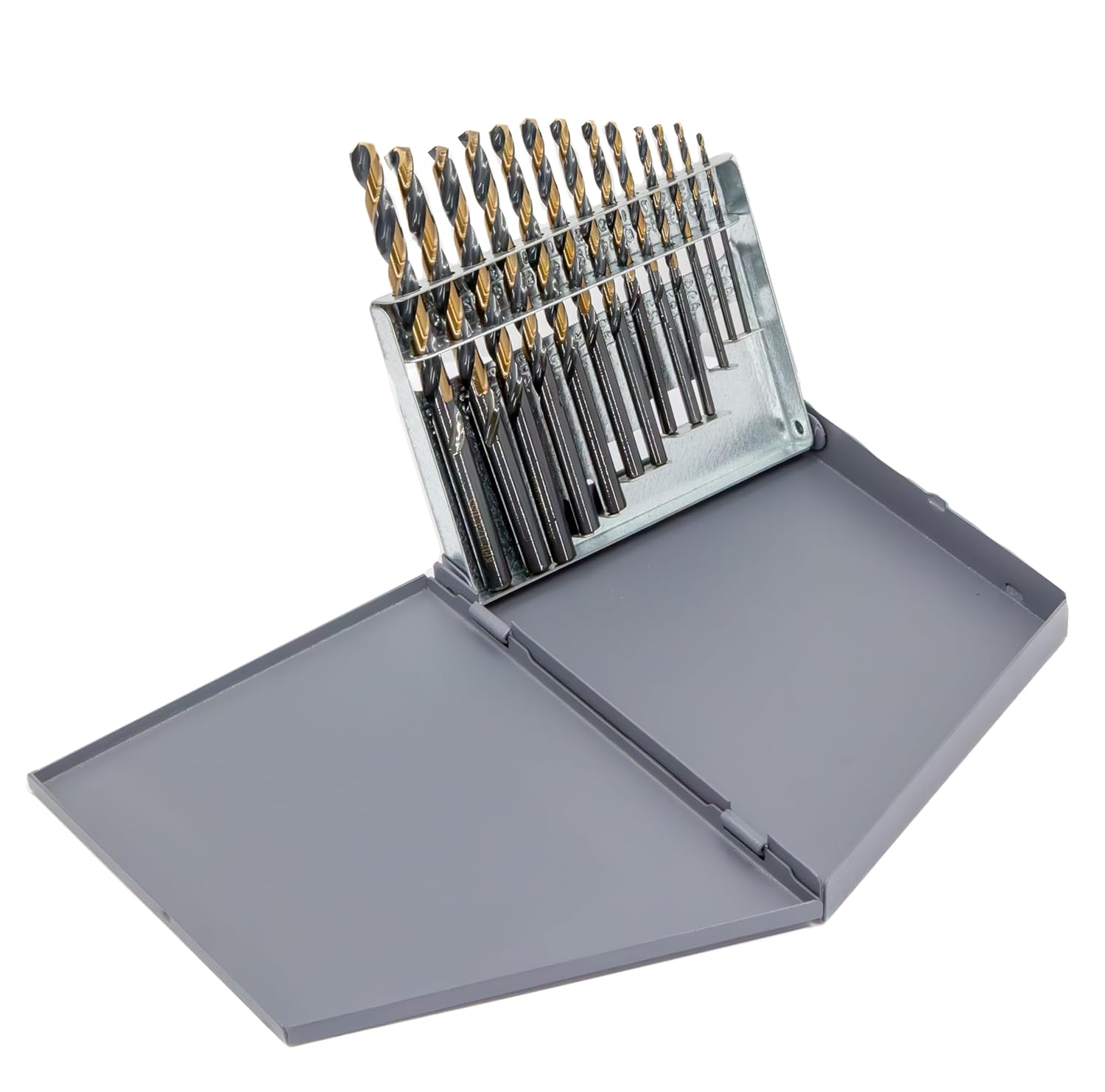 Drill America 13 Piece Heavy-Duty High Speed Steel Mechanic Length Drill Bit Set (1/16" - 1/4" x 64ths), KFD Series