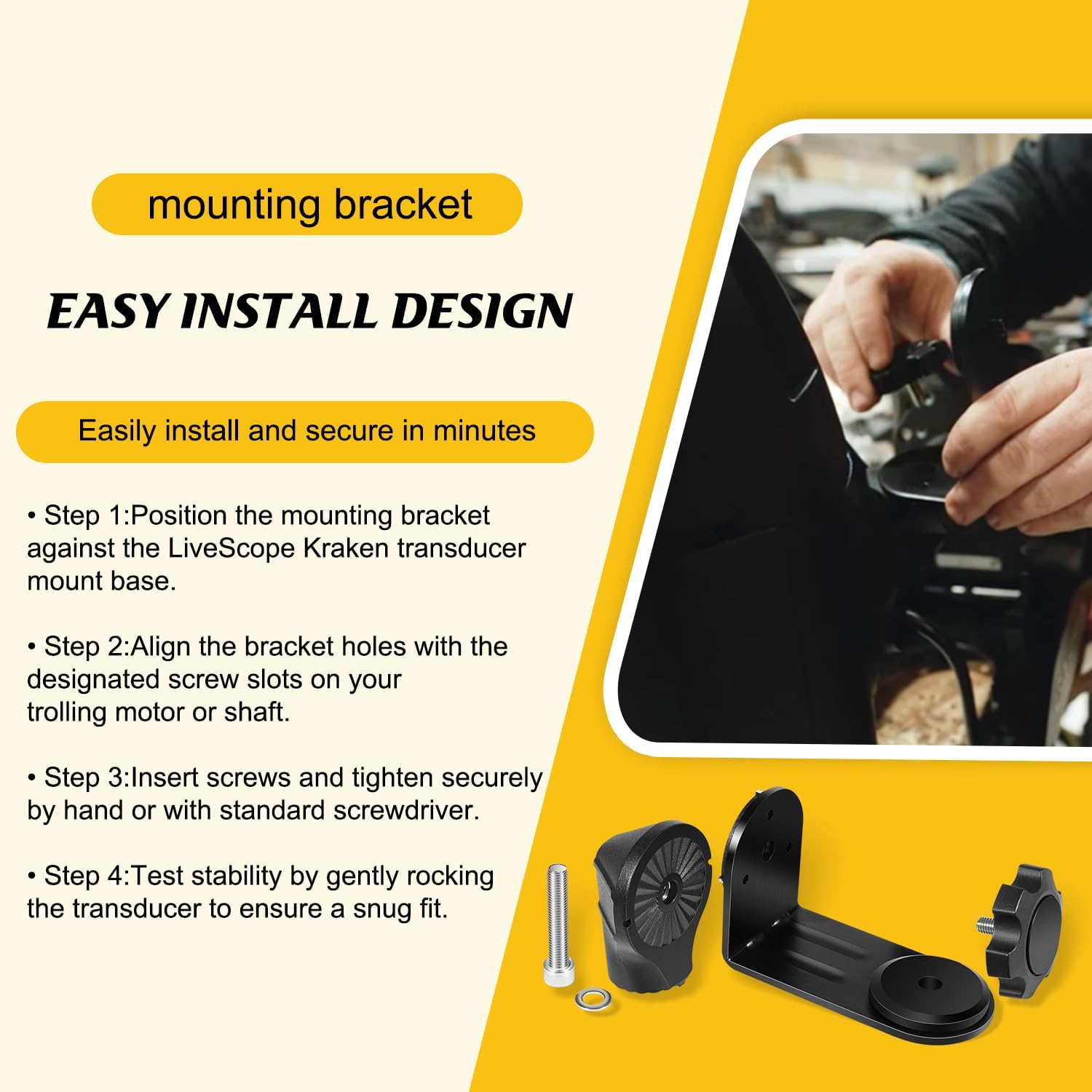 010-12832-70 Mounting Bracket Replacement for Garmin Force Kraken LiveScope–Compatible Mount for Secure Fit & Easy Installation – Durable Construction